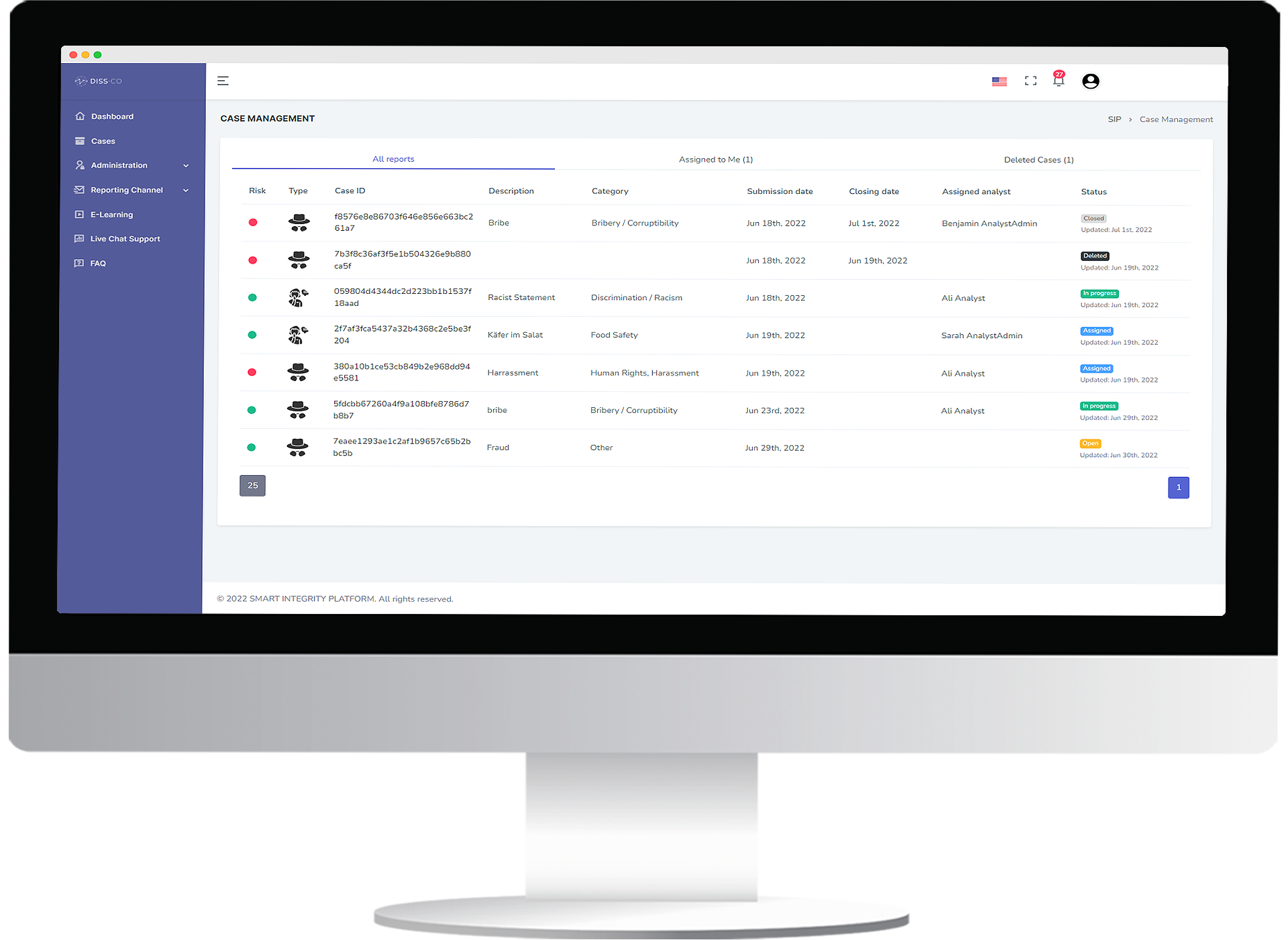 screenshot of Smart Integrity Platform